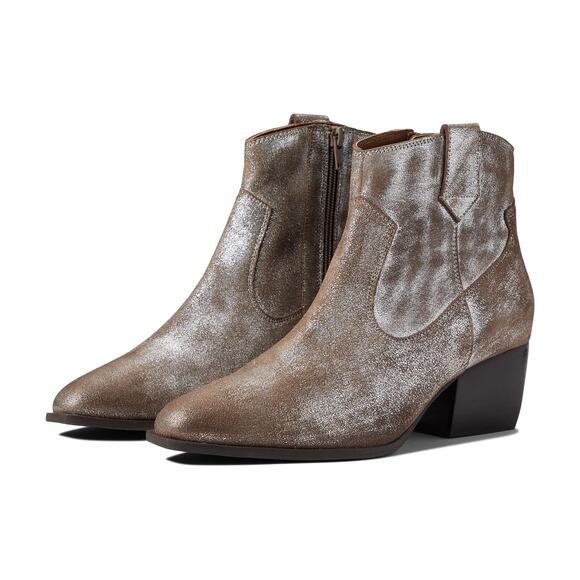 NEW Seychelles Upside Silver Metallic Suede Leather Western Bootie Ankle Boot - Picture 1 of 15